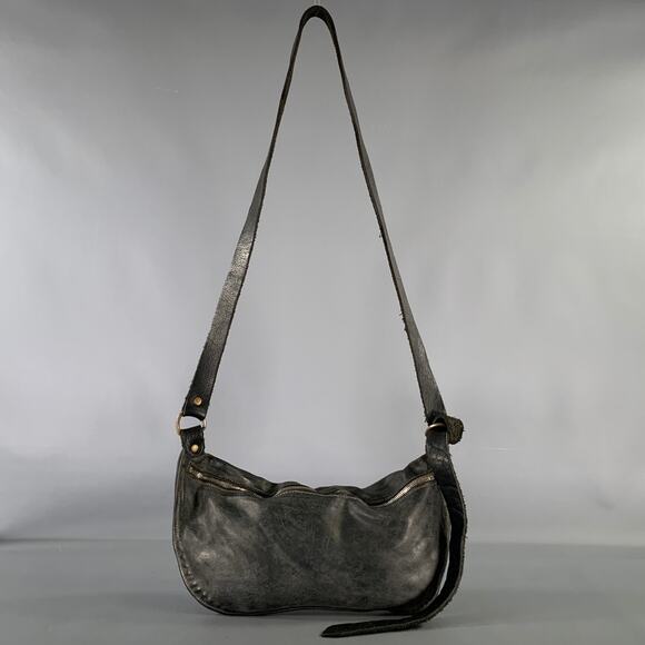 GUIDI Black Solid Horsehide Leather Cross Body Bag